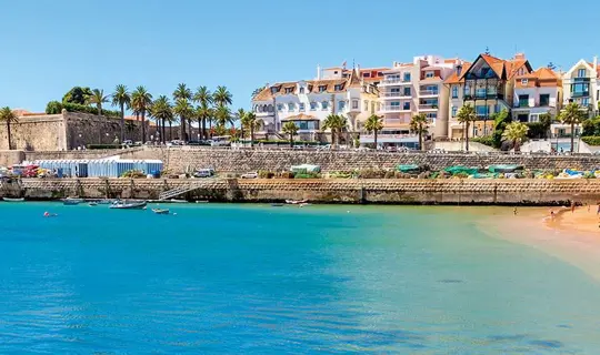 Blue sea and golden sand on Portugal's coastline