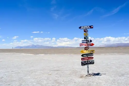 Signs in the desert in Argentina