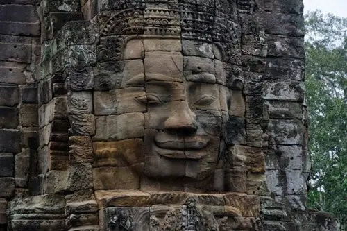 Sculpture of a face in Angkor Wat